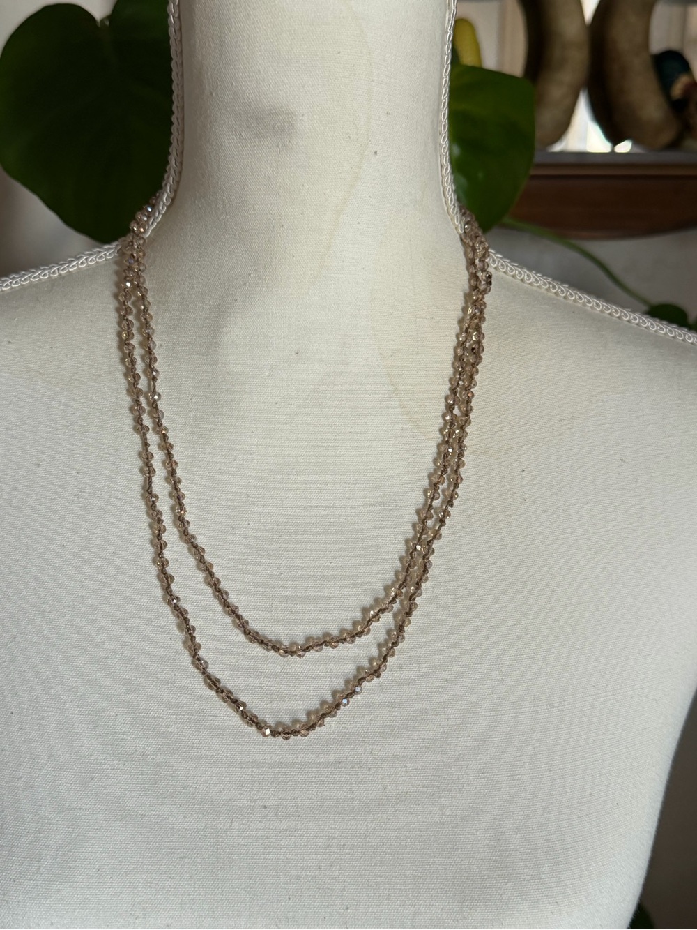 Vintage Double-Strand Champagne Faucet Cut Crystal Necklace